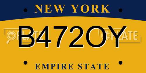 B472OY New York License Plate