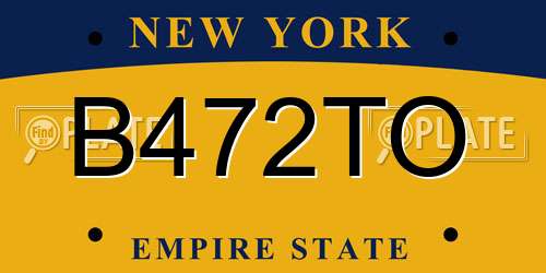B472TO New York License Plate
