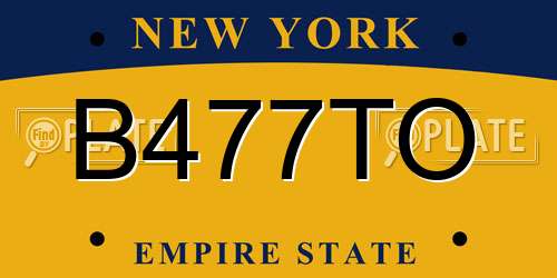 B477TO New York License Plate