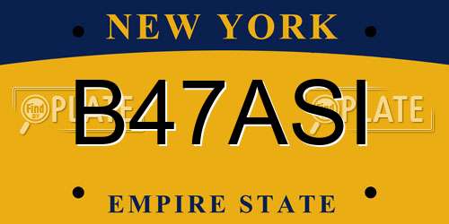 B47ASI New York License Plate