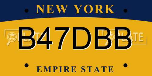B47DBB New York License Plate