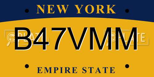 B47VMM New York License Plate