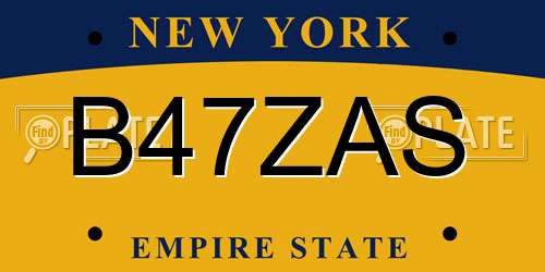 B47ZAS New York License Plate