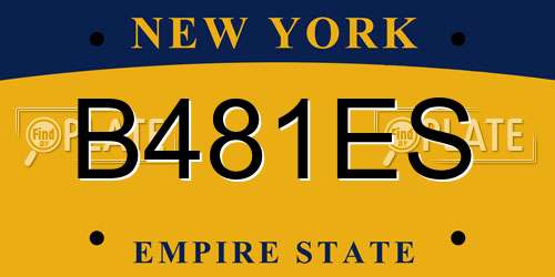B481ES New York License Plate