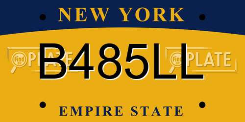 B485LL New York License Plate
