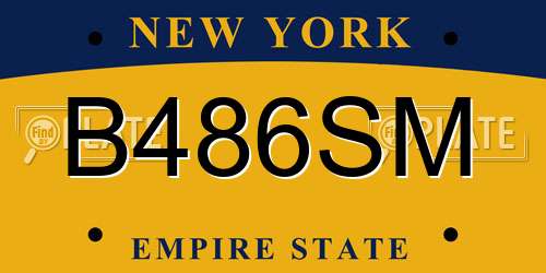 B486SM New York License Plate