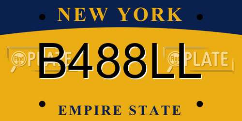 B488LL New York License Plate