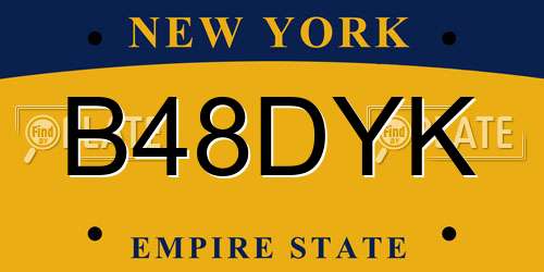 B48DYK New York License Plate