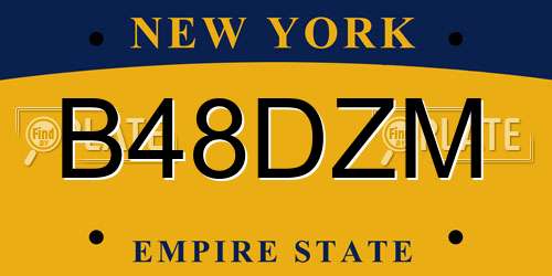 B48DZM New York License Plate
