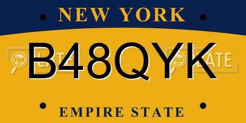 B48QYK New York License Plate