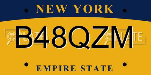 B48QZM New York License Plate