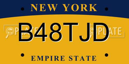 B48TJD New York License Plate