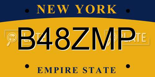 B48ZMP New York License Plate