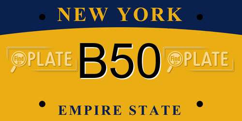 B50 New York License Plate