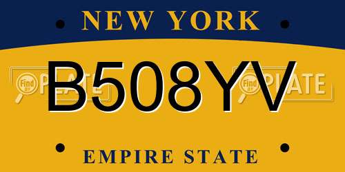 B508YV New York License Plate