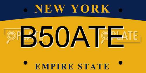 B50ATE New York License Plate