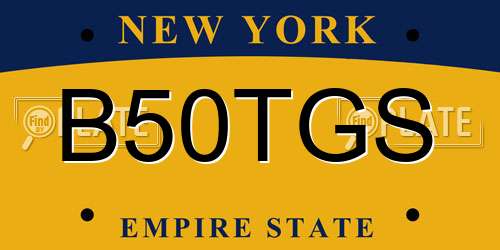 B50TGS New York License Plate
