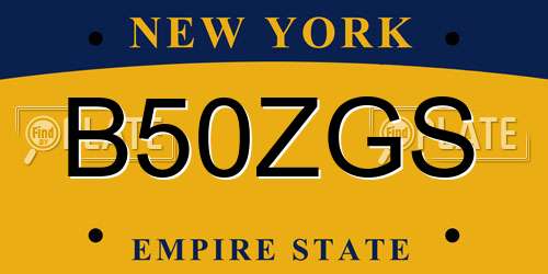 B50ZGS New York License Plate