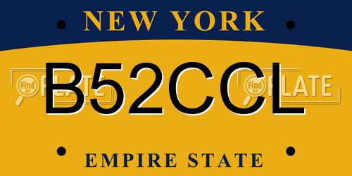 B52CCL New York License Plate