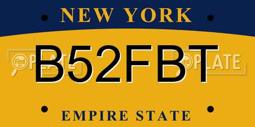 B52FBT New York License Plate