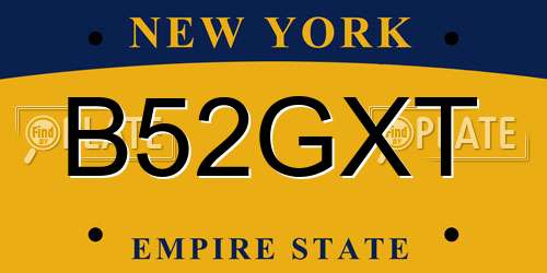 B52GXT New York License Plate