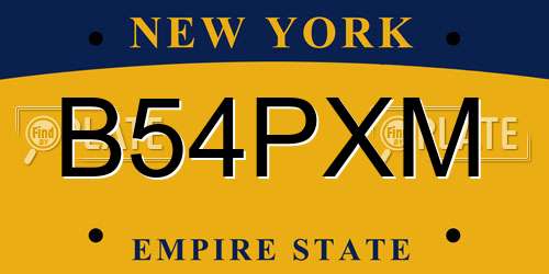 B54PXM New York License Plate