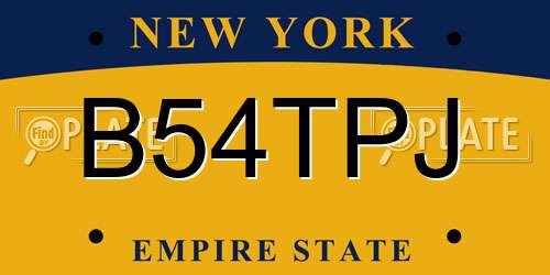 B54TPJ New York License Plate
