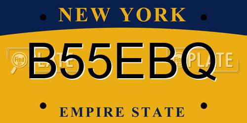 B55EBQ New York License Plate