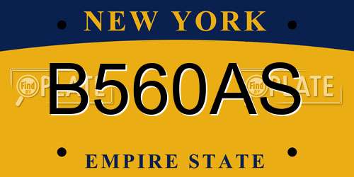 B560AS New York License Plate