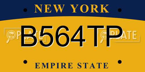 B564TP New York License Plate
