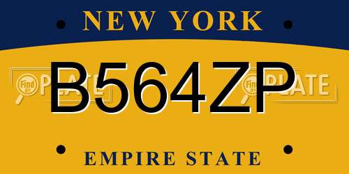 B564ZP New York License Plate