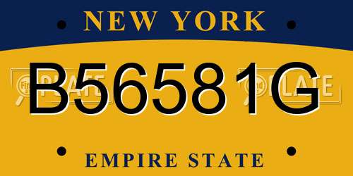 B56581G New York License Plate