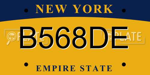B568DE New York License Plate