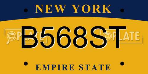 B568ST New York License Plate