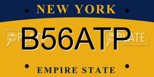 B56ATP New York License Plate