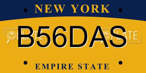 B56DAS New York License Plate
