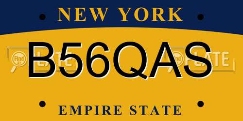 B56QAS New York License Plate