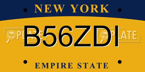 B56ZDI New York License Plate