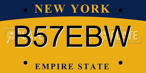 B57EBW New York License Plate