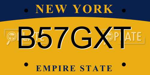 B57GXT New York License Plate
