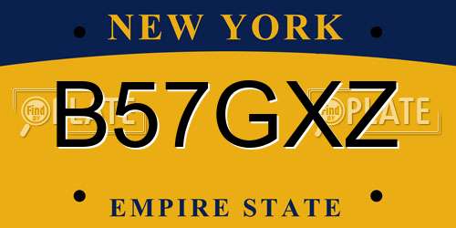 B57GXZ New York License Plate