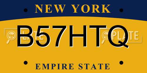 B57HTQ New York License Plate