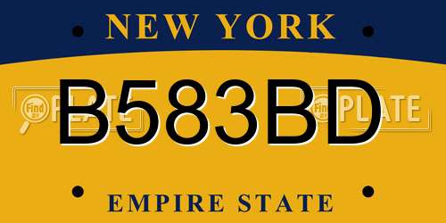 B583BD New York License Plate