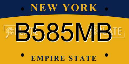 B585MB New York License Plate