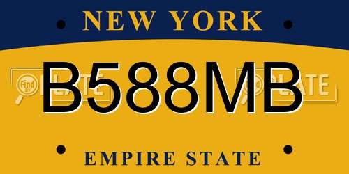B588MB New York License Plate