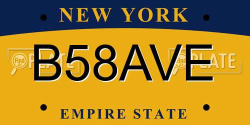 B58AVE New York License Plate