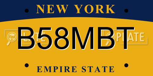 B58MBT New York License Plate