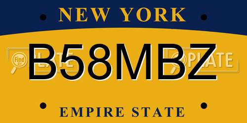 B58MBZ New York License Plate