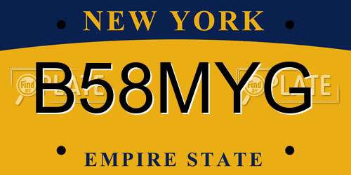 B58MYG New York License Plate