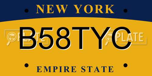 B58TYC New York License Plate
